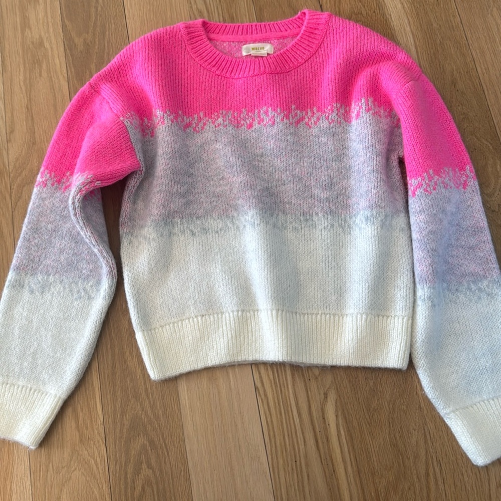Anthropologie MAEVE Neon Gradient Pullover Sweater Women's Size M Pink Combo